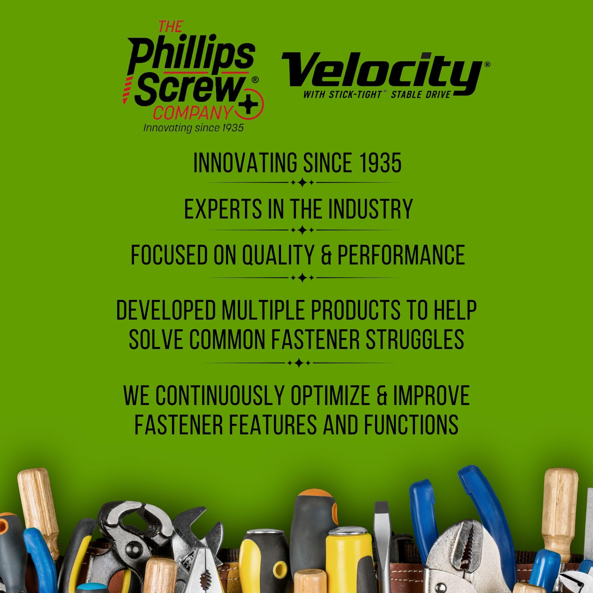 Velocity Exterior 2 1/2 Wood Screws and T25 Torx Bits (Size #10) – Stick Tight Technology, Made with Carbon Steel, Includes Hexstix Bit & Storage Organizer Fence Screws for Wood (375 Pieces) - Image 6